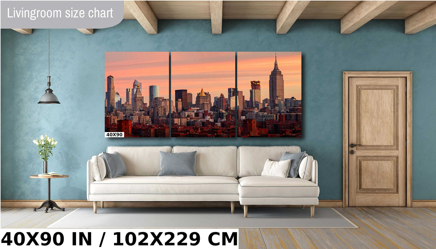 Mid town at sunrise from lower east side metal print canvas print color photography night poster