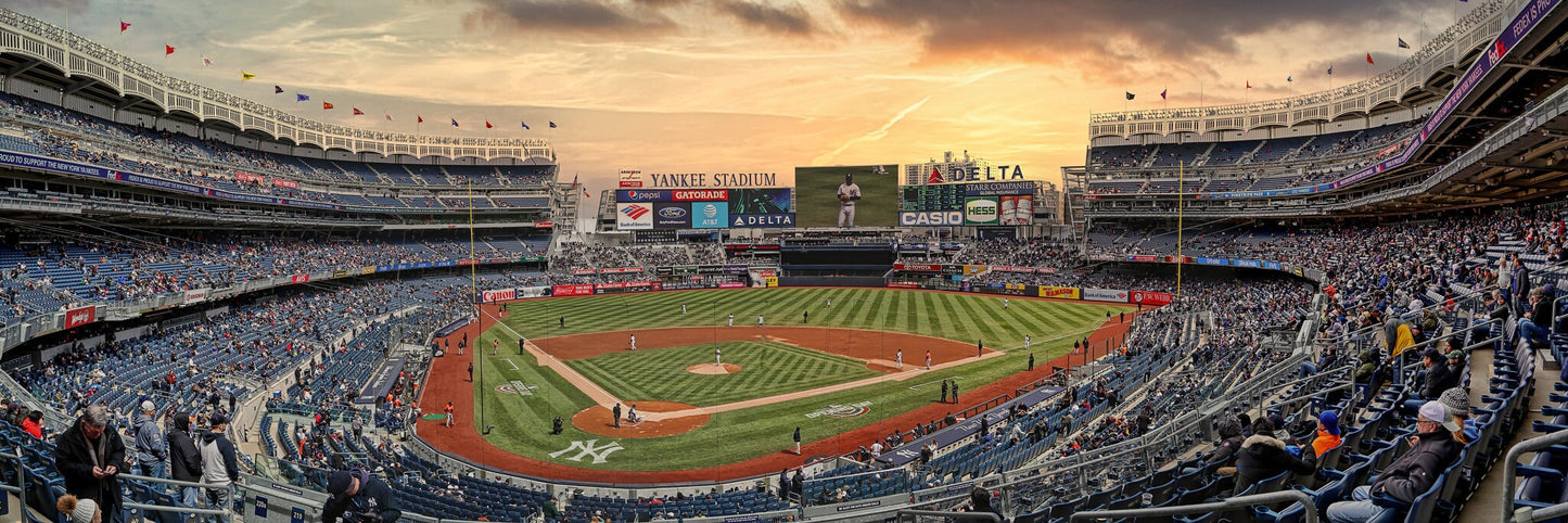 Legendary NYC Stadium panoramic at sunset metal print canvas print color photography daylight sunset poster