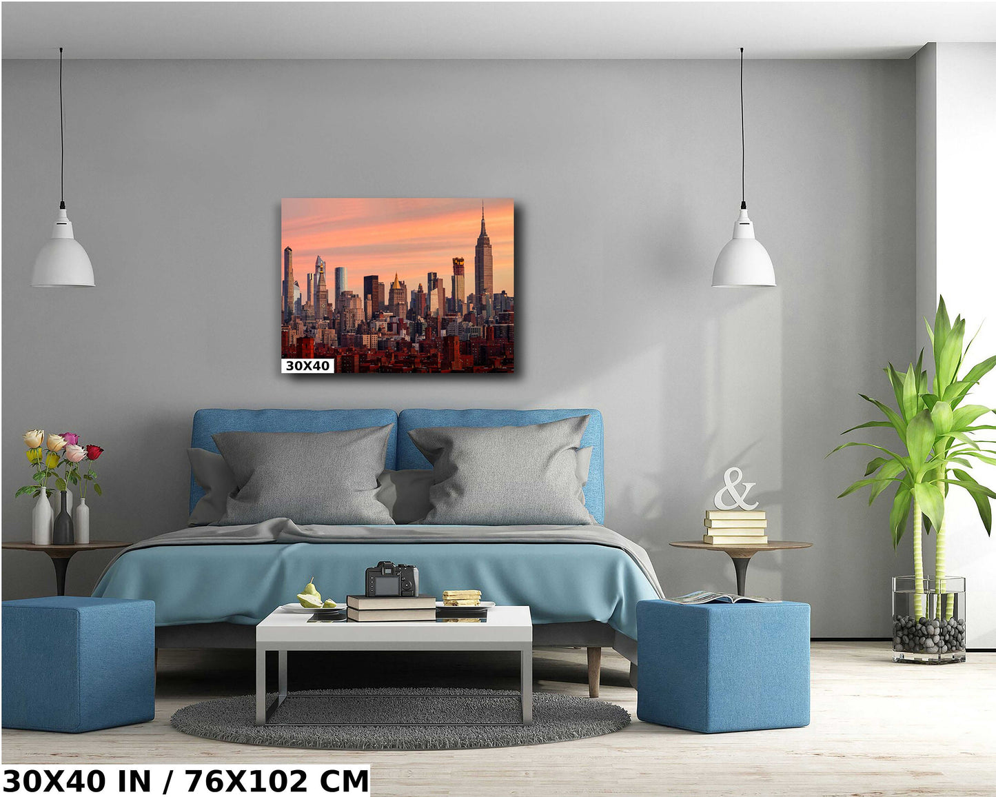 Mid town at sunrise from lower east side metal print canvas print color photography night poster