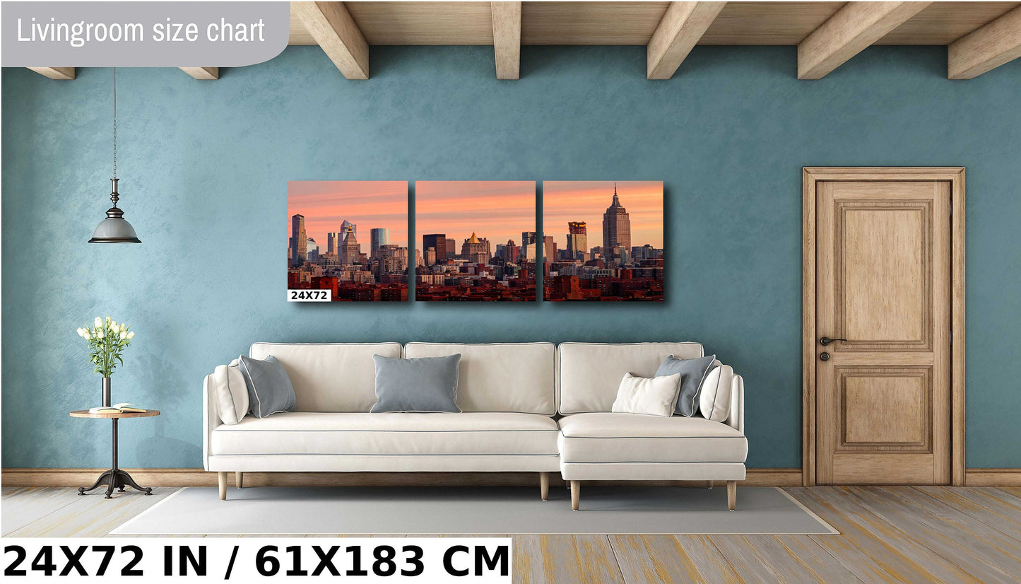 Mid town at sunrise from lower east side metal print canvas print color photography night poster