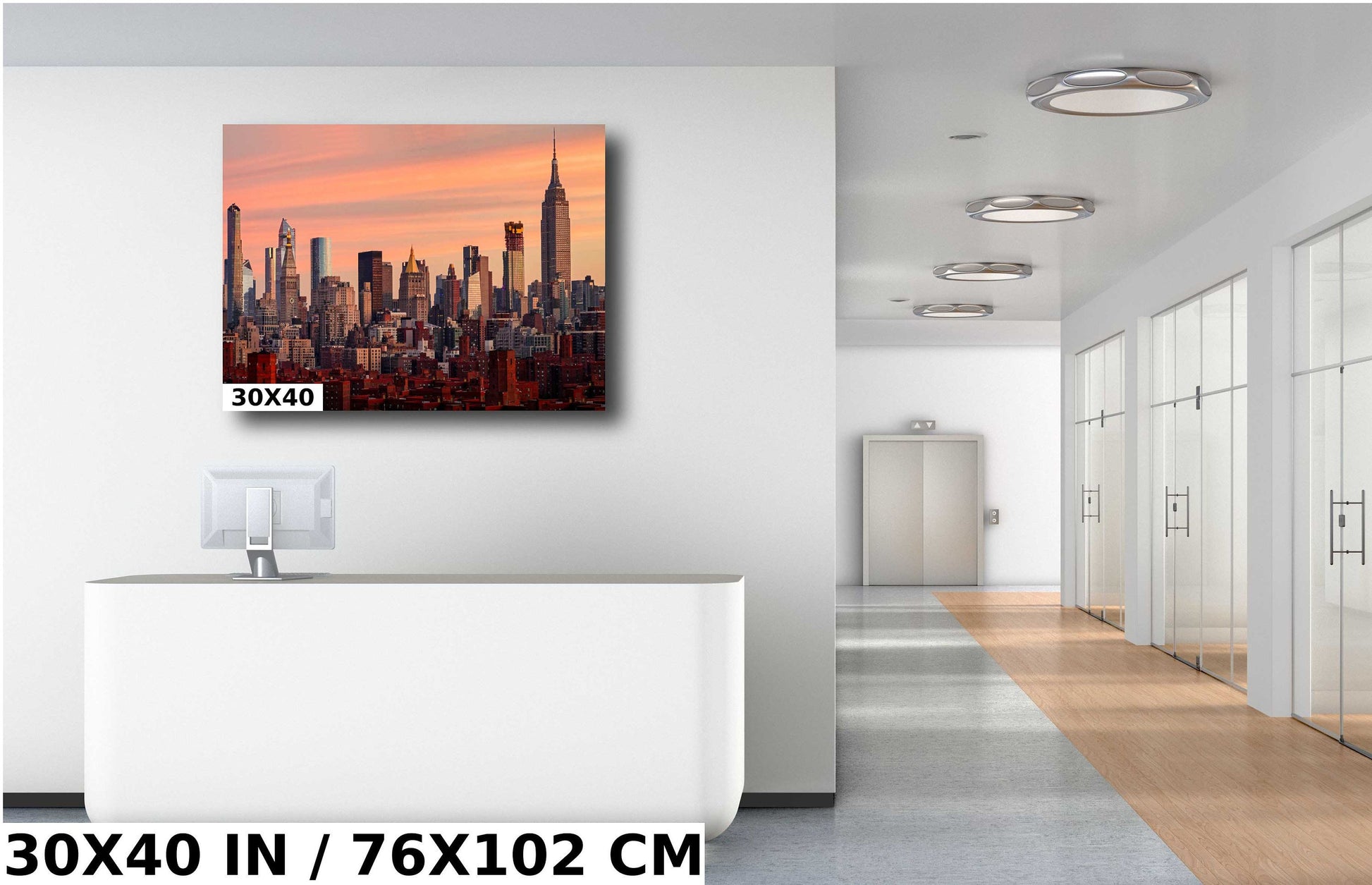 Mid town at sunrise from lower east side metal print canvas print color photography night poster